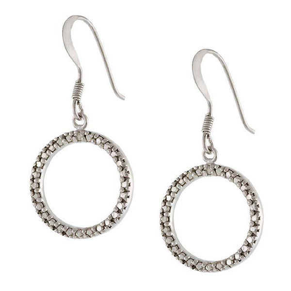 Diamond Accent Sterling Silver Open Circle Earrings