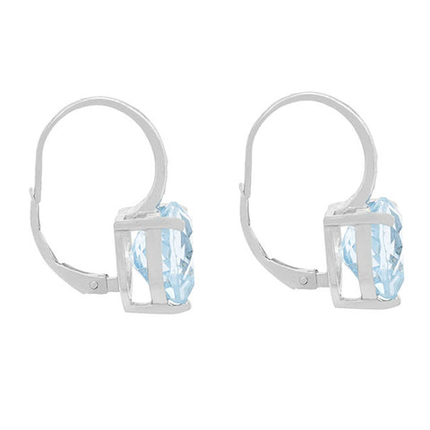Diamond & Blue Topaz Accent Sterling Silver Leverback Heart Earrings