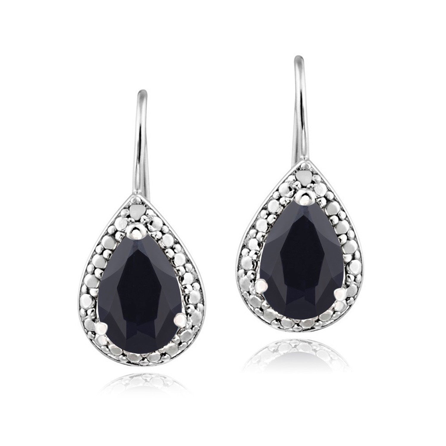 Sterling Silver Diamond & Gemstone Accent Leverback Dangle Earrings - Sapphire
