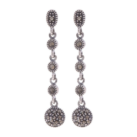 Marcasite Accented Sterling Silver Butterfly Clasp Dangle Earrings