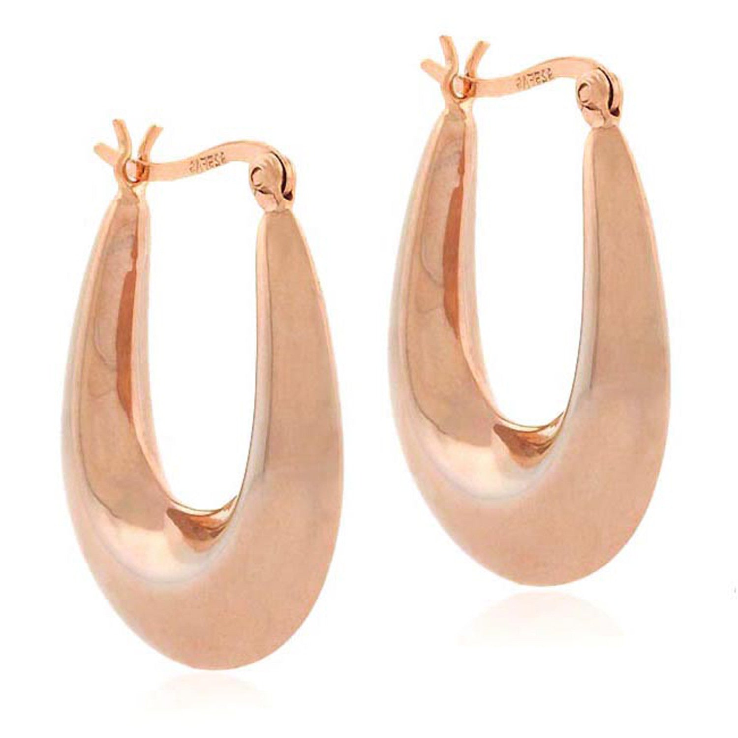 Sterling Silver Saddleback Hoop Earrings - Rose Gold