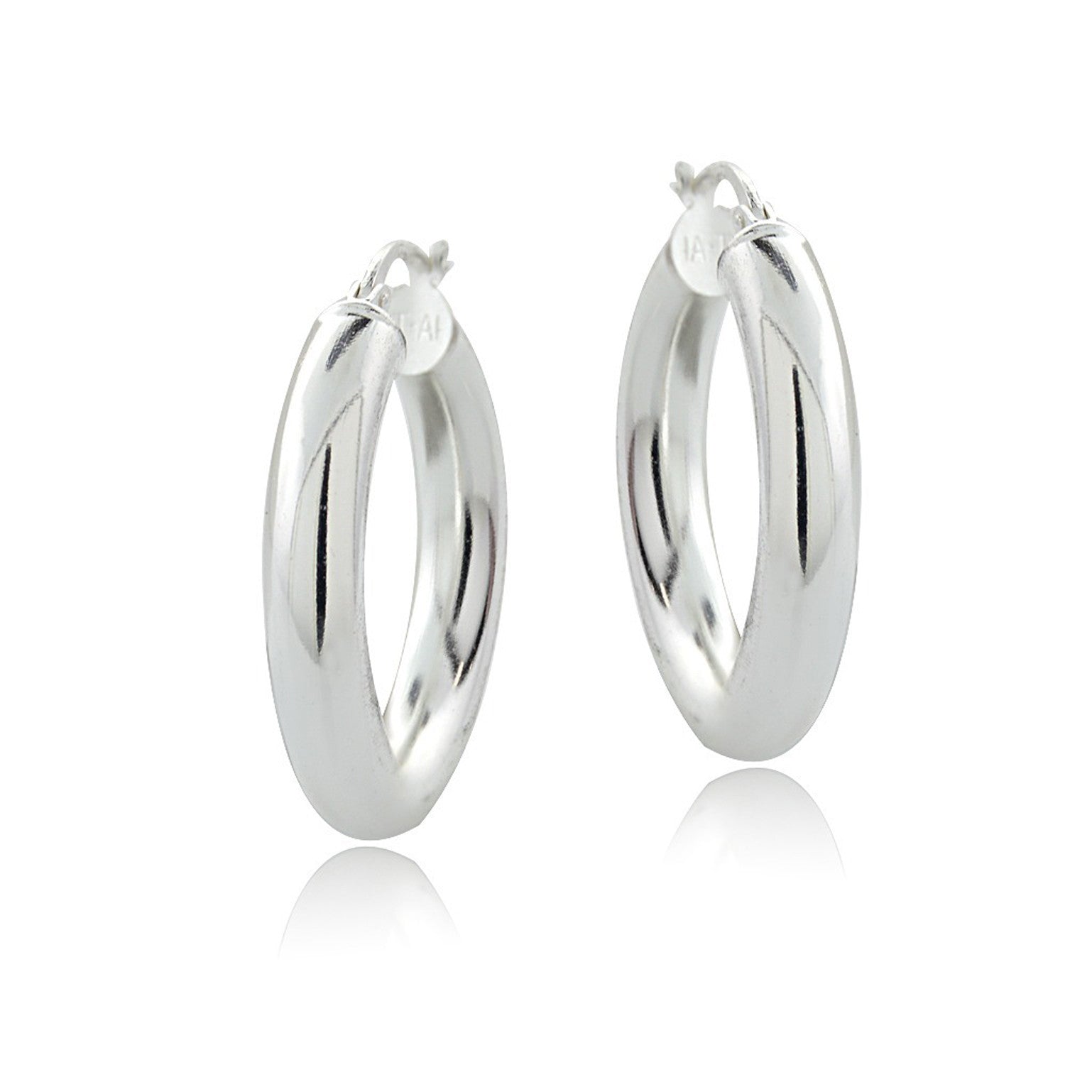 Polished Sterling Silver Saddleback Round Hoop Earrings