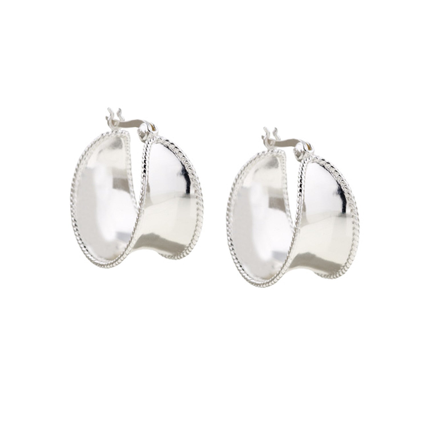 Sterling Silver Saddleback Wide Hoop Earrings