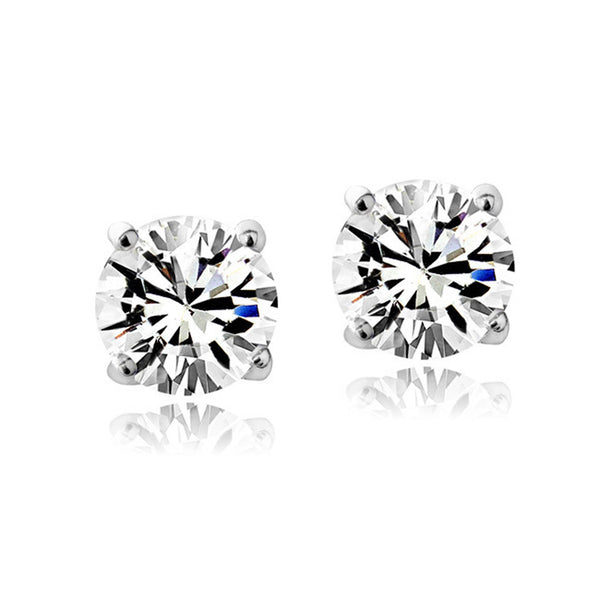 Swarovski Elements Sterling Silver Butterfly Clasp Birthstone Stud Earrings - April Clear