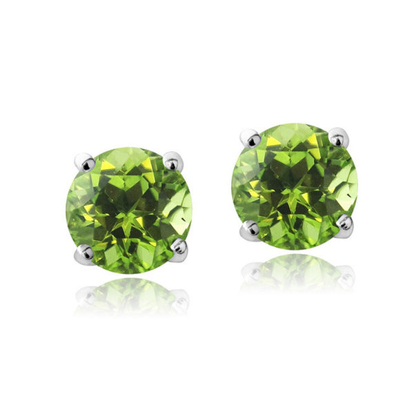 Swarovski Elements Sterling Silver Butterfly Clasp Birthstone Stud Earrings - August Peridot