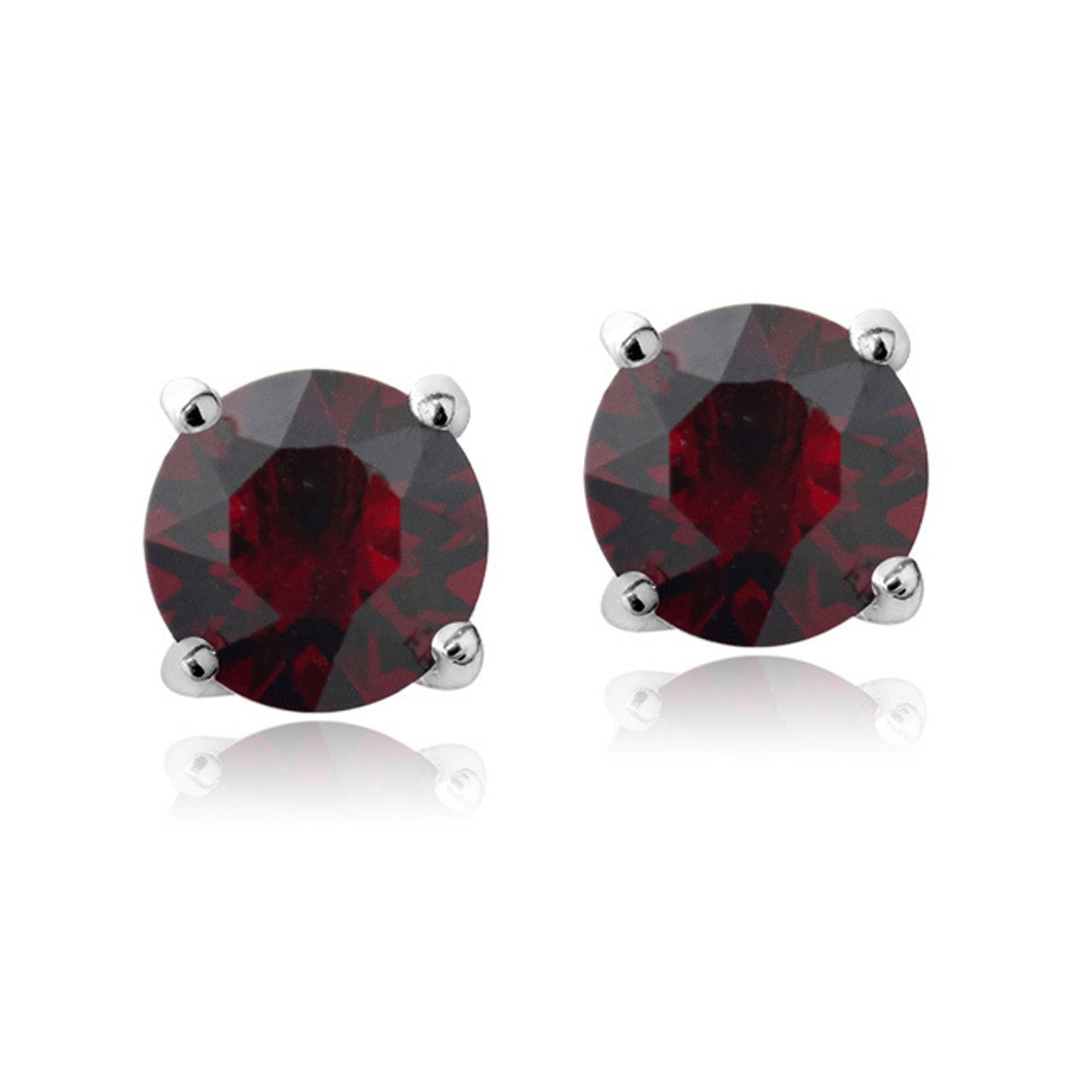 Swarovski Elements Sterling Silver Butterfly Clasp Birthstone Stud Earrings - January Garnet