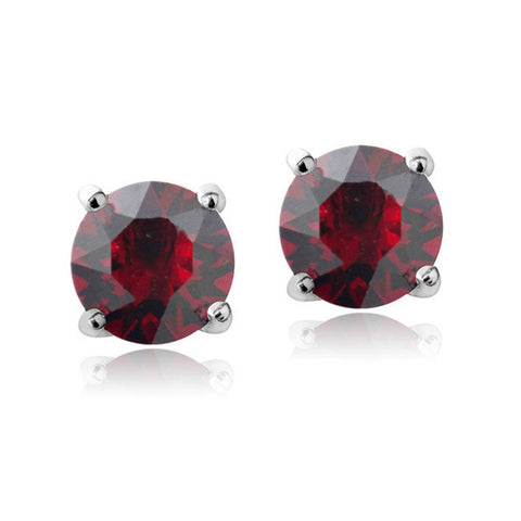 Swarovski Elements Sterling Silver Butterfly Clasp Birthstone Stud Earrings - July Ruby