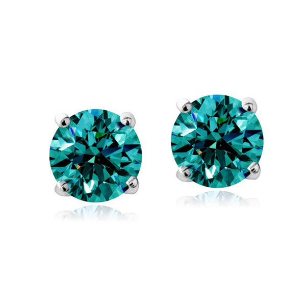 Swarovski Elements Sterling Silver Butterfly Clasp Birthstone Stud Earrings - March Aquamarine