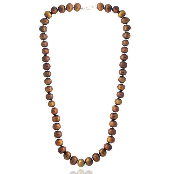 Coloured Freshwater Pearl Necklace - Dark Brown