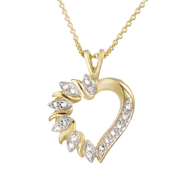 Heart Necklace With Diamond Accents - 18k Gold Over Silver