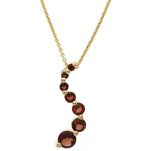 Gemstone 18 Inch Cable Chained Journey Necklace - 18k Gold / Garnet