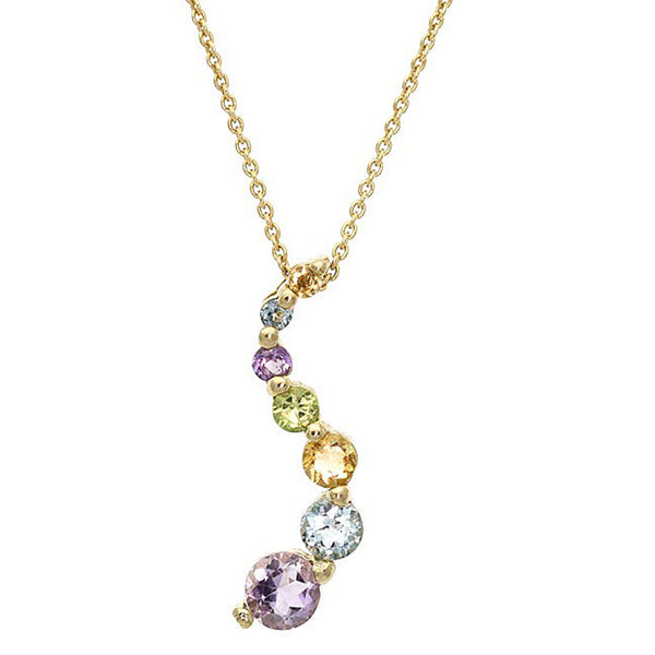Gemstone 18 Inch Cable Chained Journey Necklace - 18k Gold / Multi