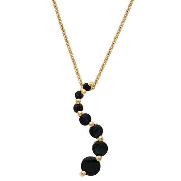 Gemstone 18 Inch Cable Chained Journey Necklace - 18k Gold / Sapphire