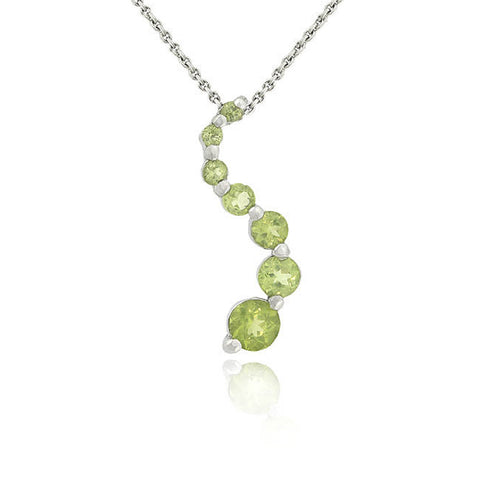 Gemstone 18 Inch Cable Chained Journey Necklace - Silver / Peridot
