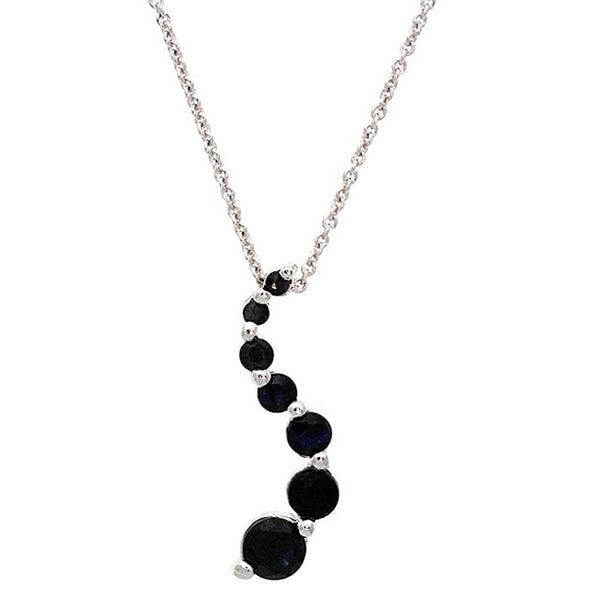 Gemstone 18 Inch Cable Chained Journey Necklace - Silver / Sapphire
