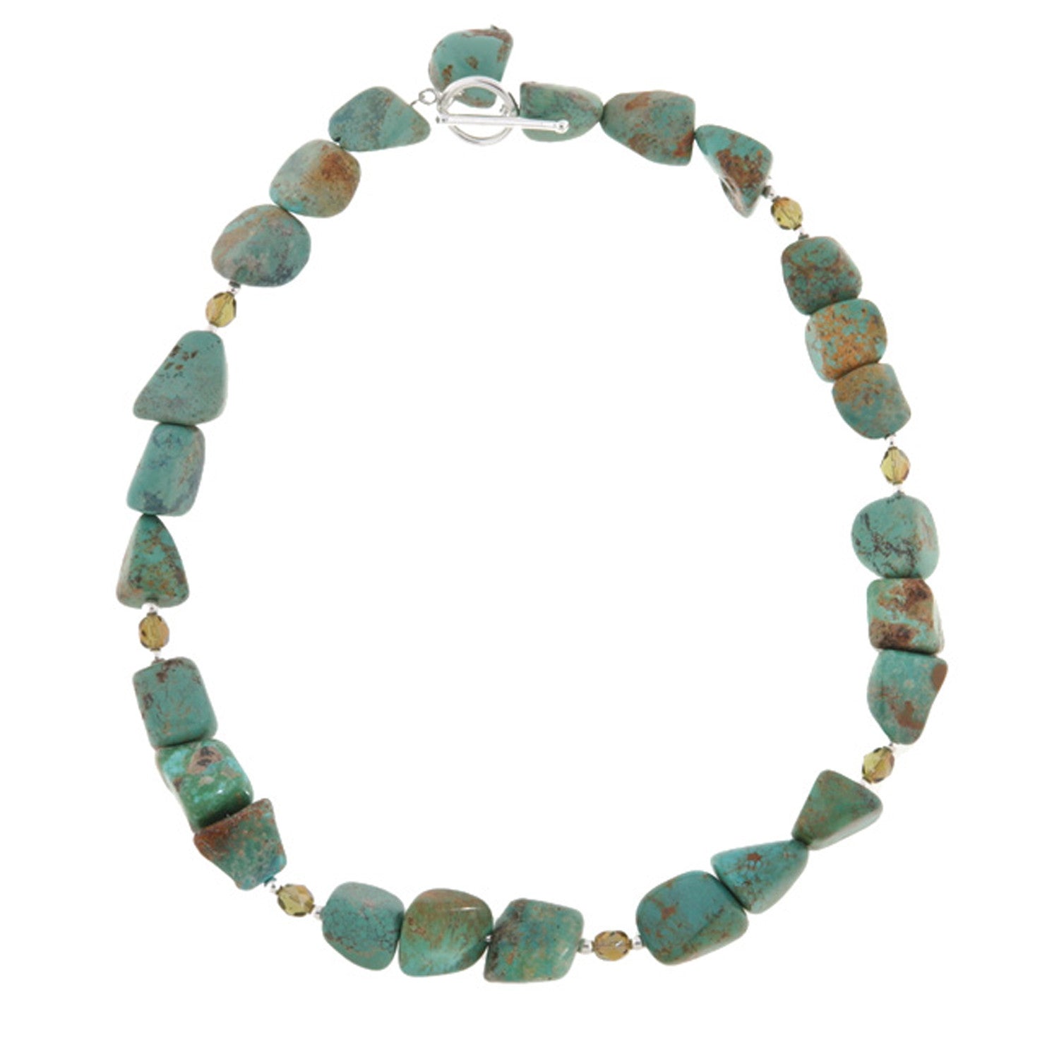 Sterling Silver Diamond Cut Beaded Necklace - Turquoise