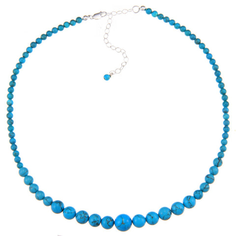Sterling Silver 16 Inch Beaded Necklace - Turquoise