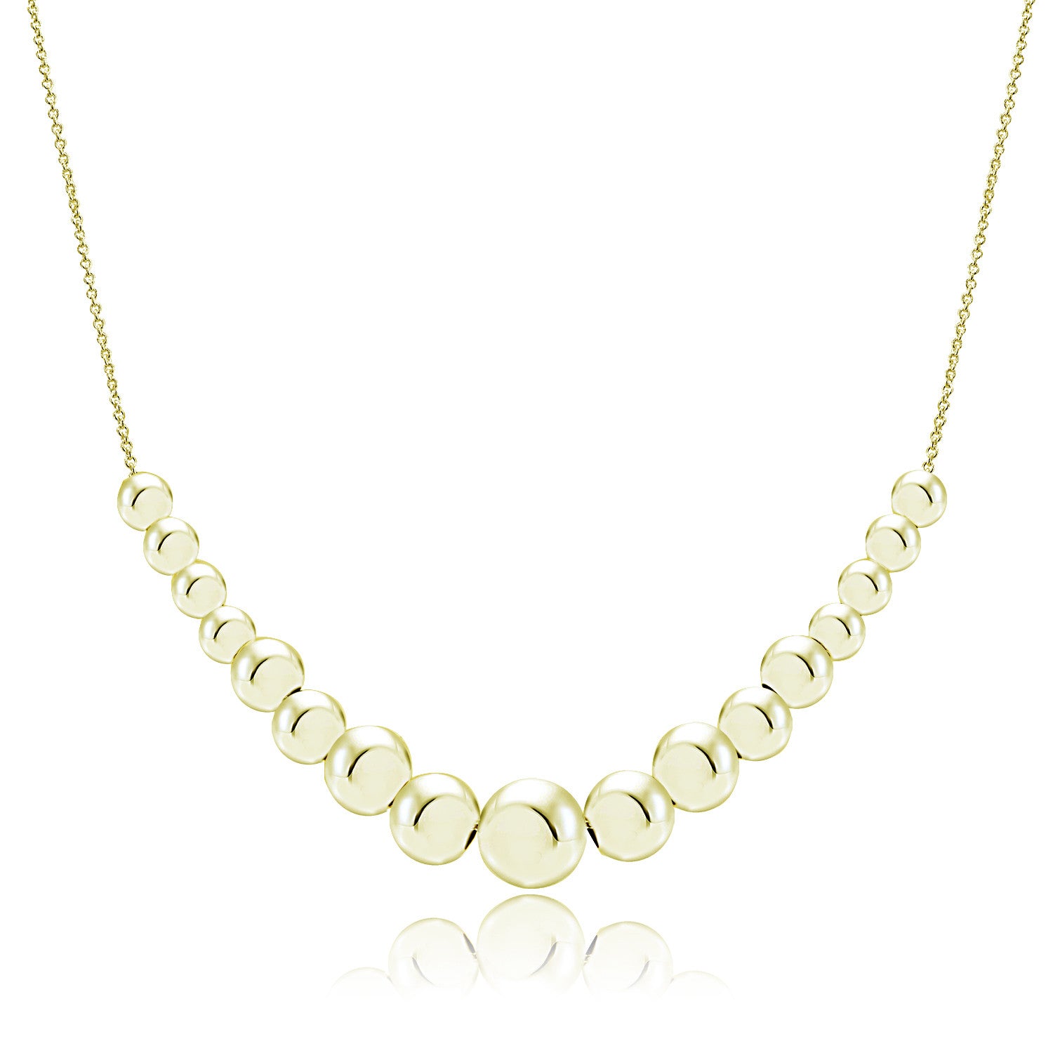 Beaded Sterling Silver Necklace - Gold Over Silver