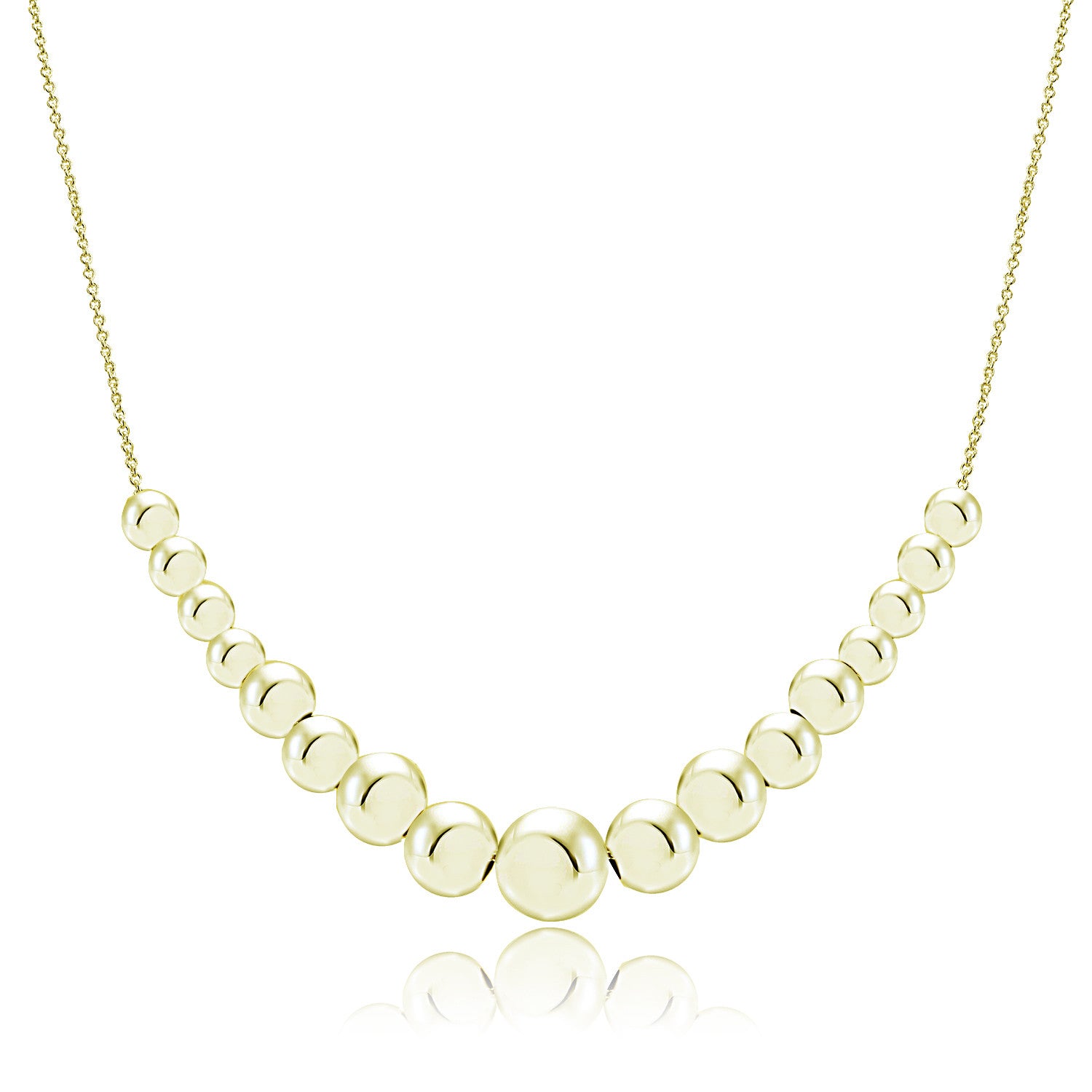 Beaded Sterling Silver Necklace - Gold Over Silver