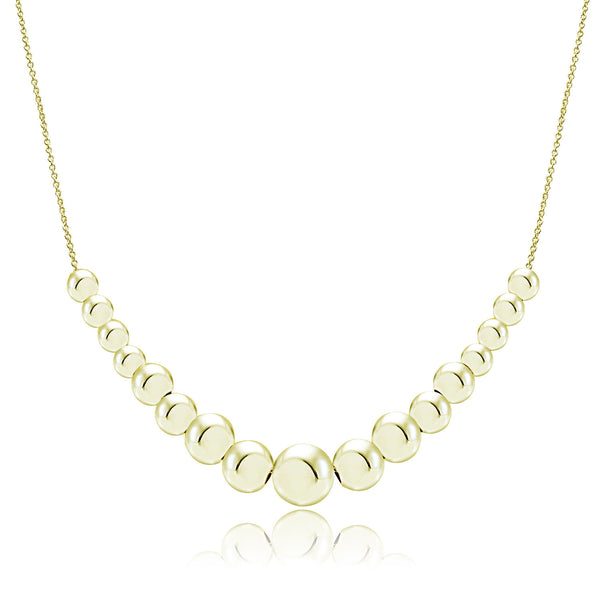 Beaded Sterling Silver Necklace - Gold Over Silver