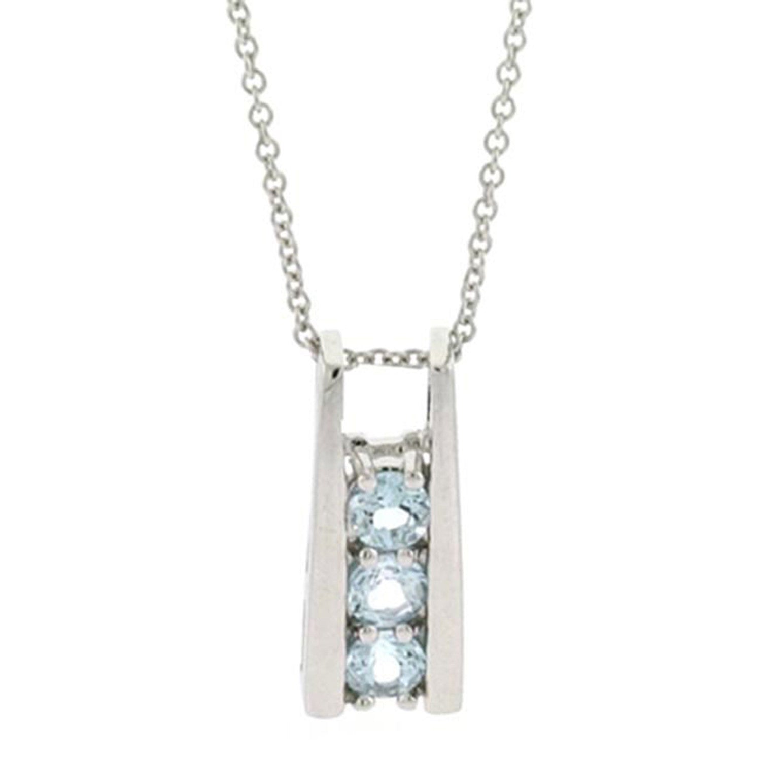 Sterling Silver Blue Topaz Rectangle Pendant