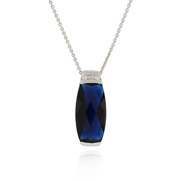 Blue & White Cubic Zirconia Sterling Silver Pendant