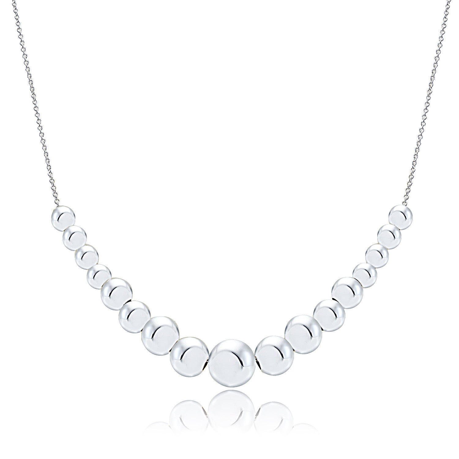 Beaded Sterling Silver Necklace - Silver