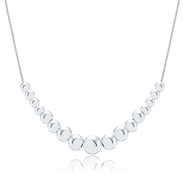 Beaded Sterling Silver Necklace - Silver