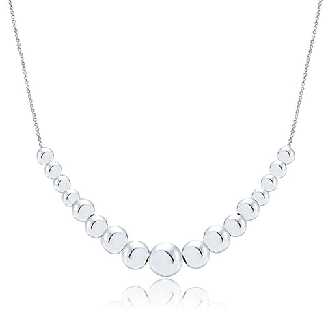 Beaded Sterling Silver Necklace - Silver