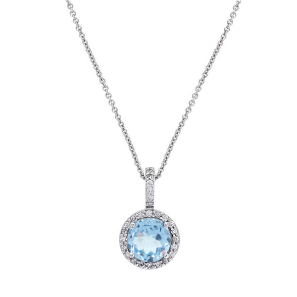 Cubic Zirconia Accented Blue Topaz Sterling Silver Necklace