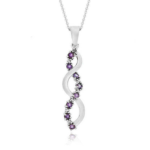 Amethyst Diamond Accented Sterling Silver Journey Pendant