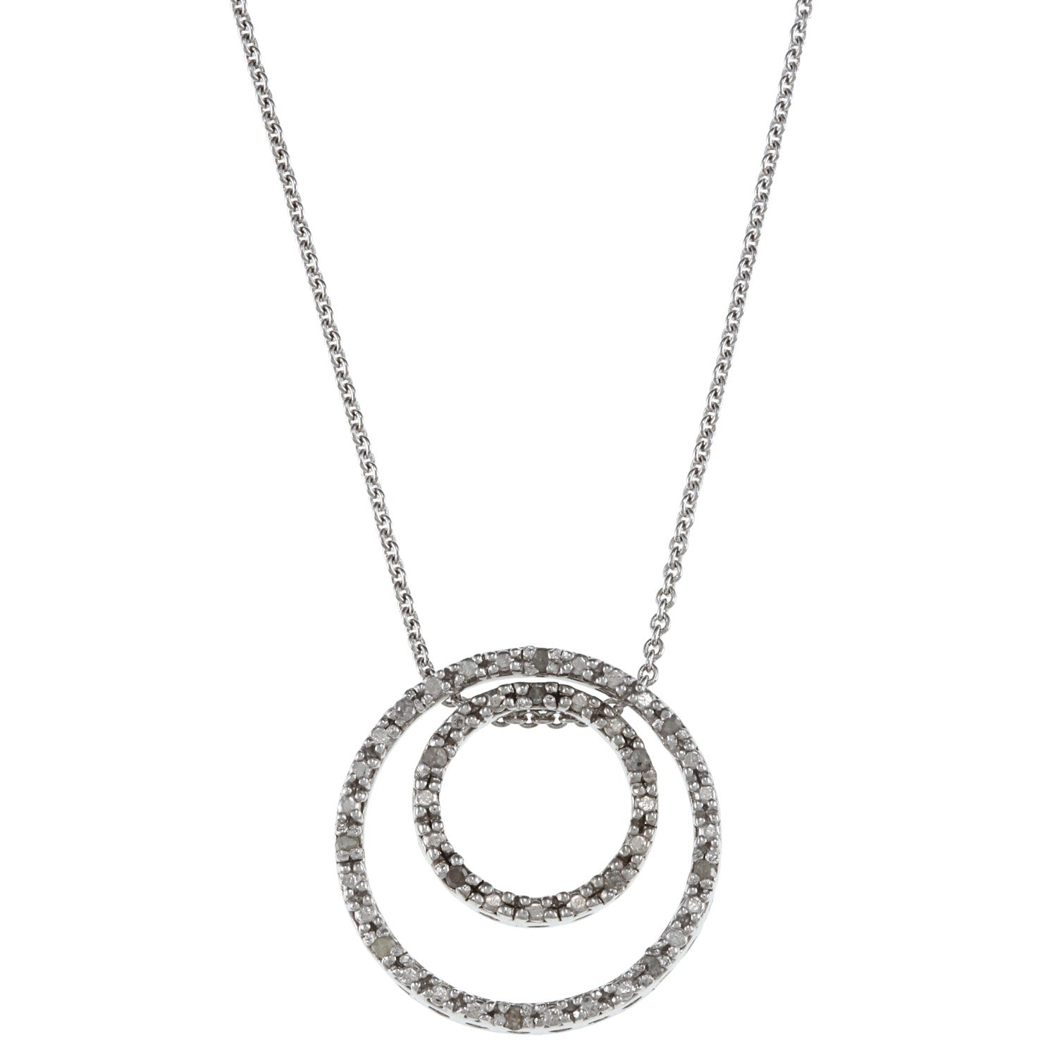 1/8 Carat Diamond Sterling Silver Double Circle Necklace