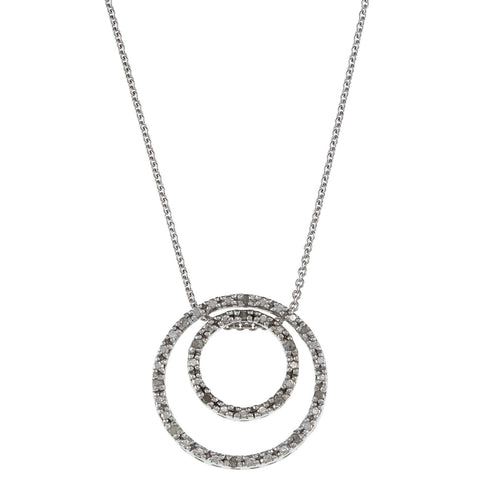 1/8 Carat Diamond Sterling Silver Double Circle Necklace
