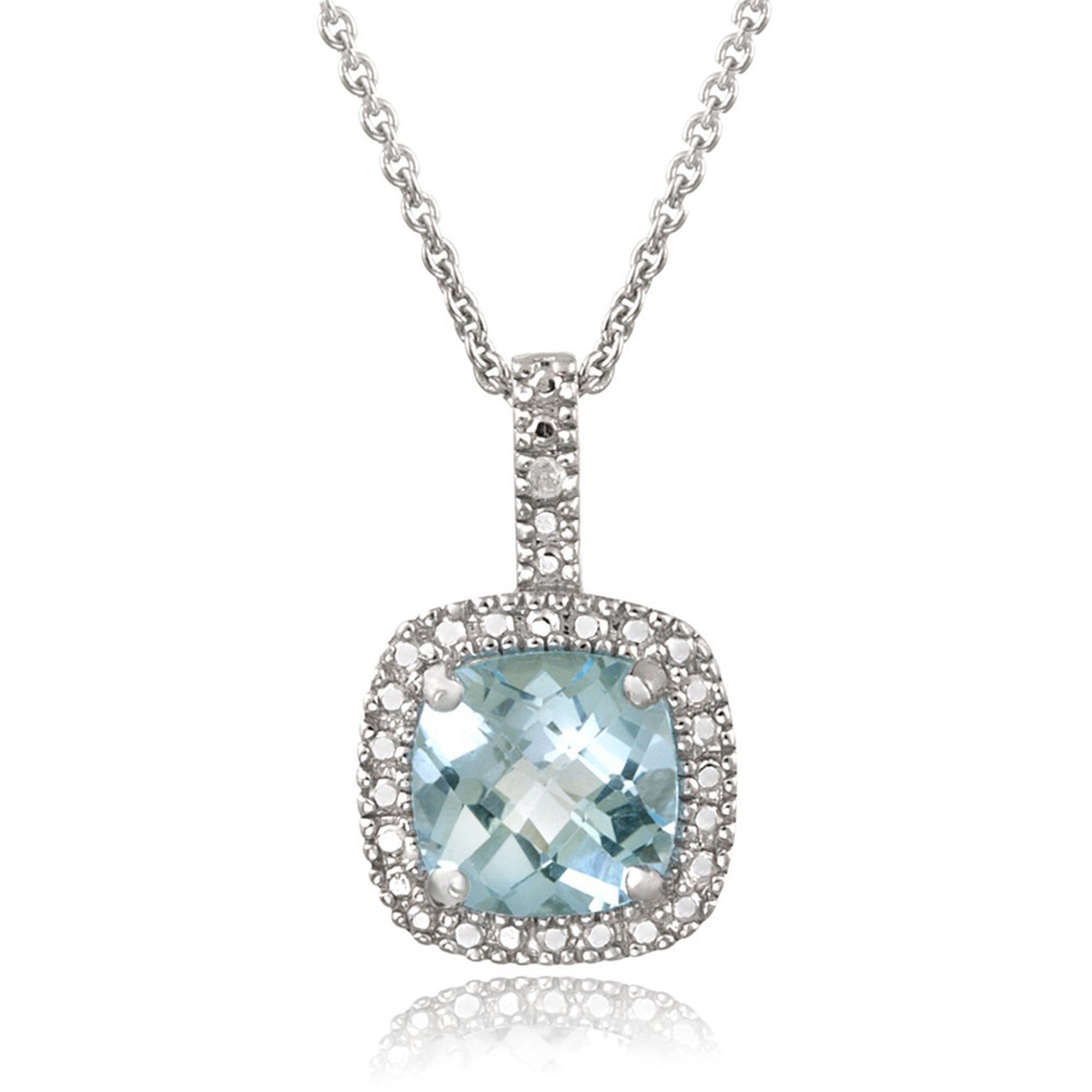 Aquamarine necklace diamond shop accents sterling silver