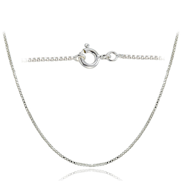 Sterling Silver Italian Box Chain Necklace - 24 Inches