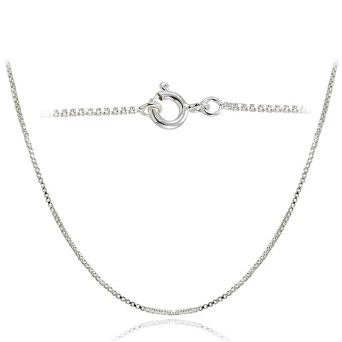 Sterling Silver Italian Box Chain Necklace - 24 Inches