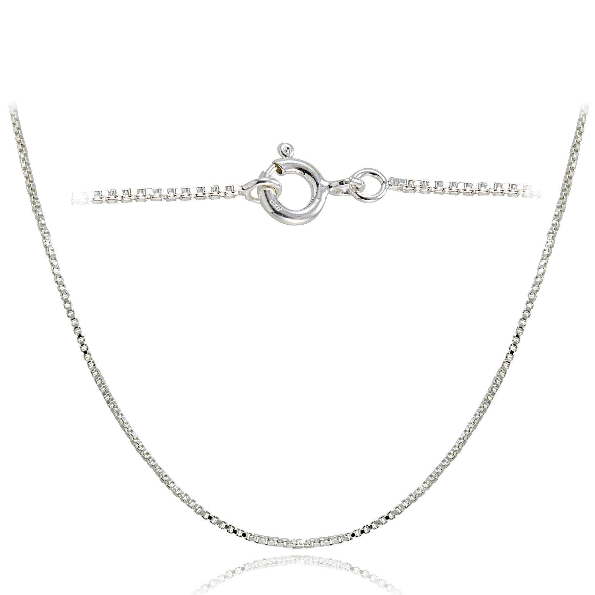 Sterling Silver Italian Box Chain Necklace - 36 Inches