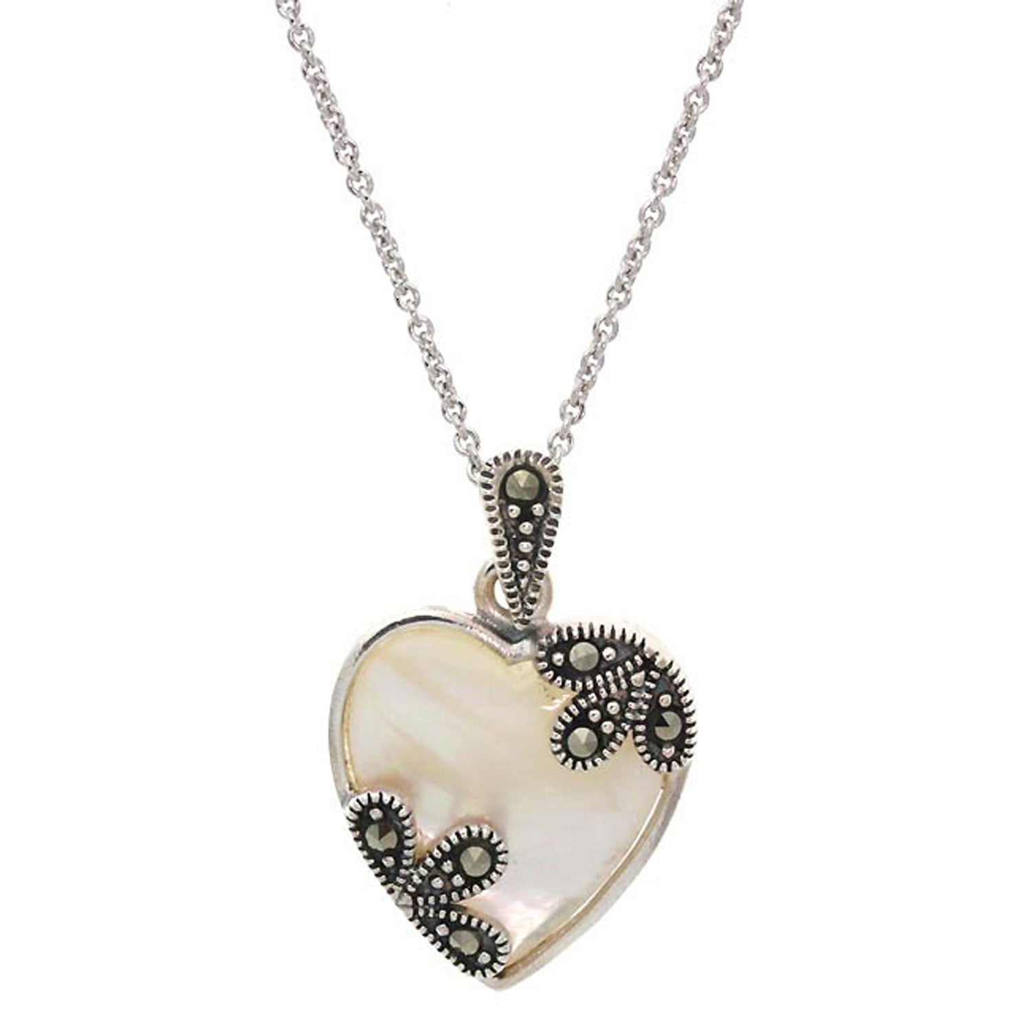 Mother of Pearl Sterling Silver Heart Pendant