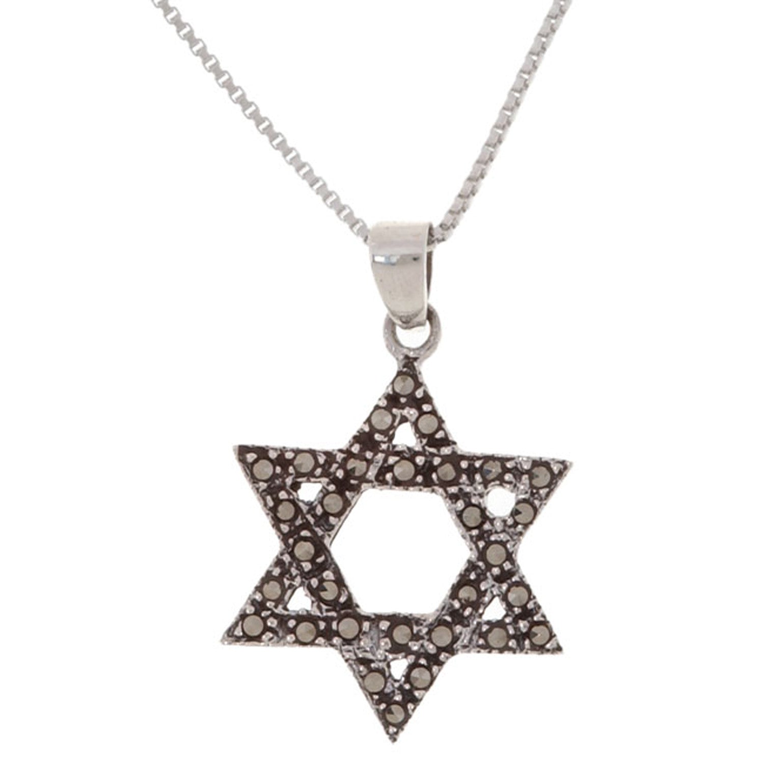 Sterling Silver Marcasite Star of David Pendant