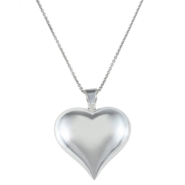 Sterling Silver Puffed Heart Necklace