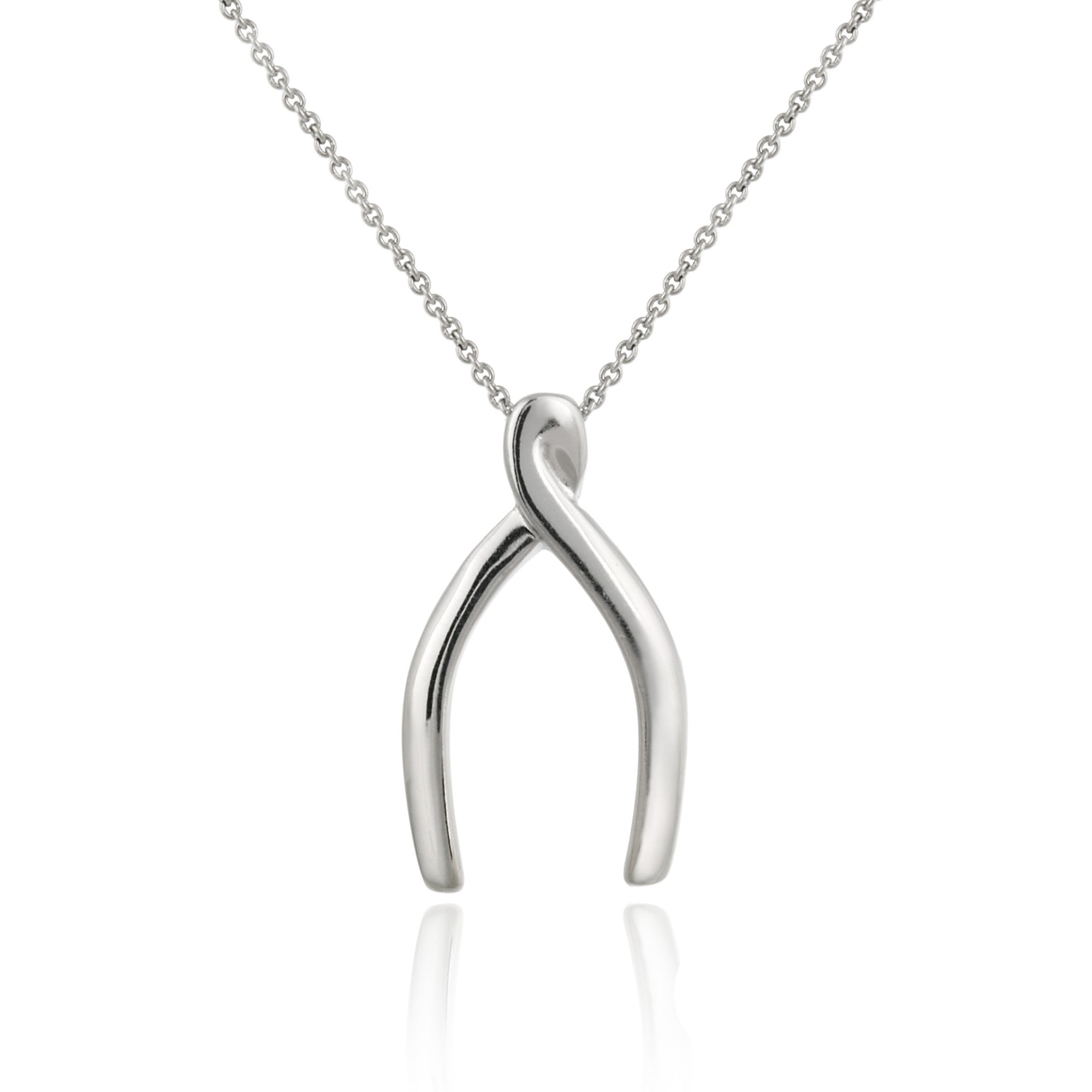 Sterling Silver Polished Wishbone Necklace - Sterling Silver