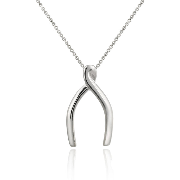 Sterling Silver Polished Wishbone Necklace - Sterling Silver