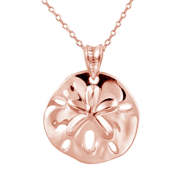 Sterling Silver Sand & Dollar Necklace - Rose Gold Over Silver
