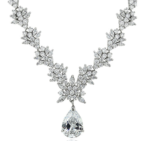 Sterling Silver Marquise Cubic Zirconia Necklace